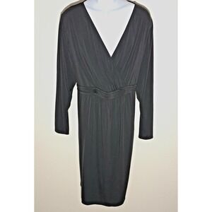 Torrid Black Dress Plus Size 3X Long Sleeve V Neck Ruched‎ Casual Career